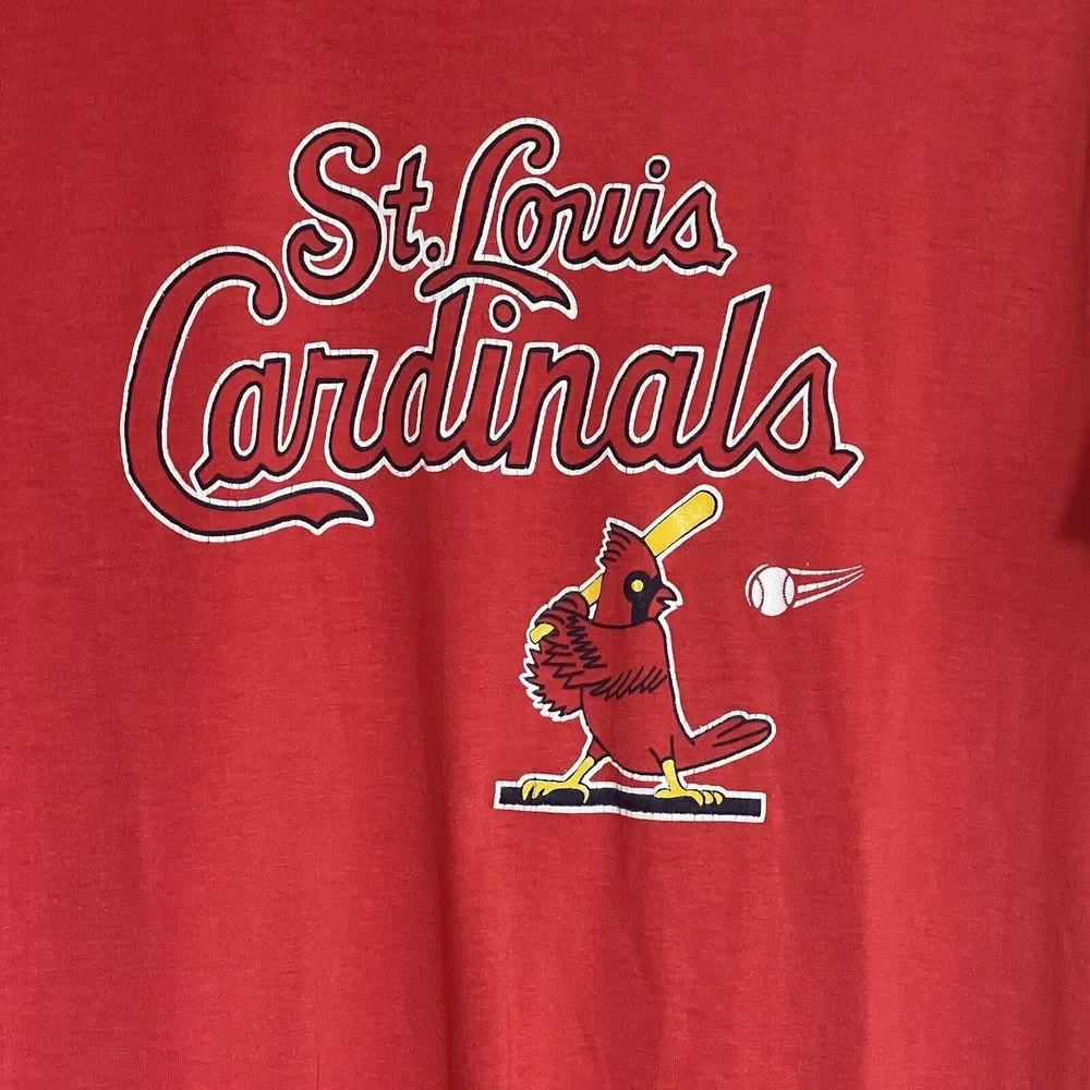 VTG St Louis Cardinals Graphic T-Shirt XL Red Single Stitch USA MLB‎ Baseball